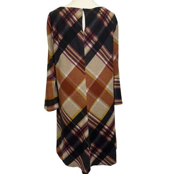 Jessica Howard Plaid Bell Sleeve Dress XL with Pockets – Fall Autumn Colors - Picture 3 of 10